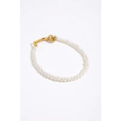 Joey Baby Aa+ Freshwater Pearl Gold Plated Bracelet In White