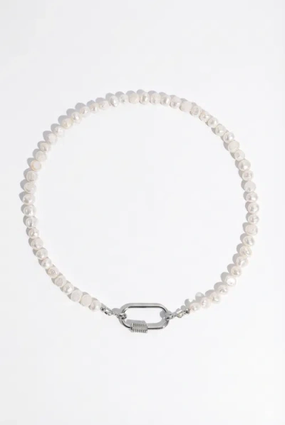Joey Baby Freshwater Pearl Carabiner Clasp Gold Necklace In Metallic