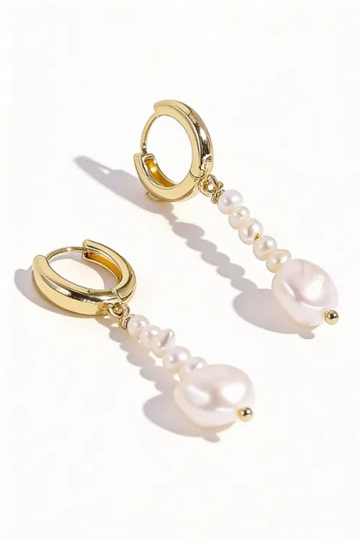 Joey Baby Freshwater Pearl Drop 18k Gold Plated Huggie Earrings