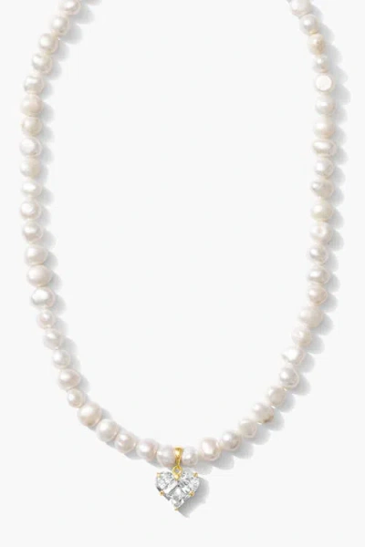 Joey Baby Freshwater Pearl Gold Heart Charm Necklace In Metallic