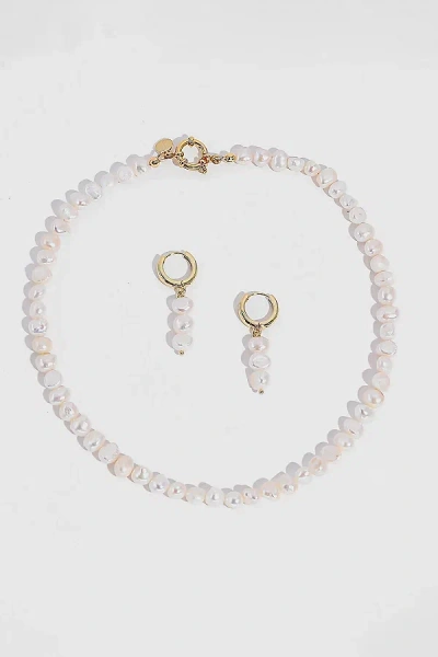 Joey Baby Freshwater Pearl Necklace And Earrings Set In Gold