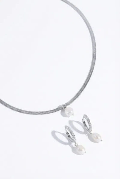 Joey Baby Juliet Snake Chain Necklace & Layla Crystal Hoop Earring Gift Set In Metallic
