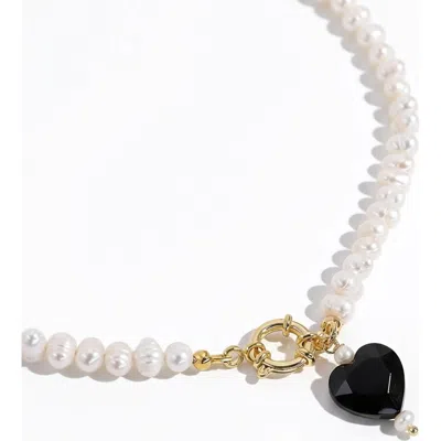 Joey Baby Kokoro Black Heart Freshwater Pearl Necklace
