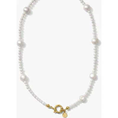 Joey Baby Kylie Gold & Pearl Statement Necklace In White