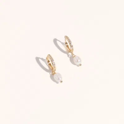 Joey Baby Layla Pearl Drop Earrings In Gold