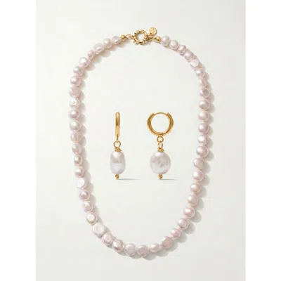 Joey Baby Pete Strand Necklace & Pete Pearl Earring Value Set In White