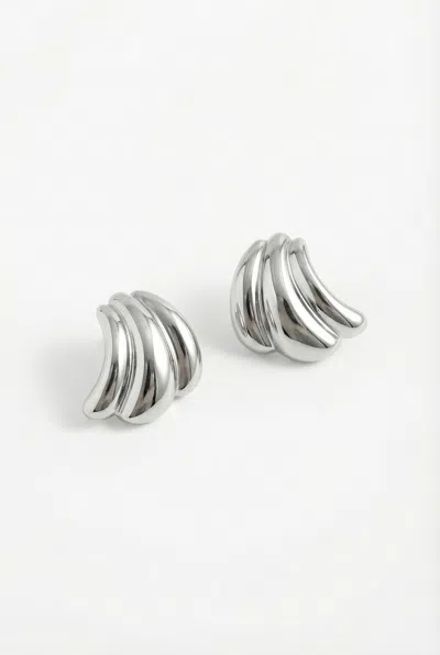 Joey Baby Sculptural Curve Stud Earrings, Stainless Steel In Metallic
