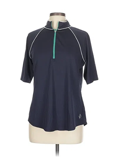 Pre-owned Jofit Short Sleeve Top Blue Mock Neckline Tops