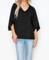 Joh Aeris Suede Top In Black In Black