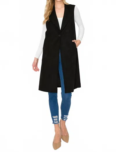 Joh Ana Suede Sleeveless Vest In Black