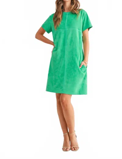 Joh Audrey Suede Round Neck Dress In Spring Green