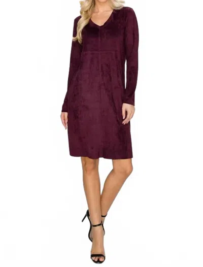 Joh Aurora Round Neck With Pocket Dress In Mulberry In Burgundy