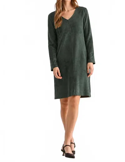 Joh Aurora Suede V-neck Dress In Hunter Green