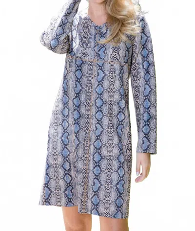 Joh Aurora Suede V-neck Dress In Snake Print In Gray
