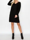 Joh Short Suede V-neck Dress With Pockets In Black In Black