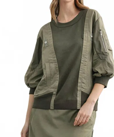 Joh Cassie Relaxed Top In Olive In Green