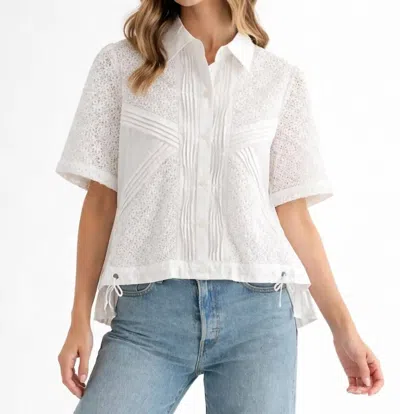 Joh Cora Lace Pleated Top In White