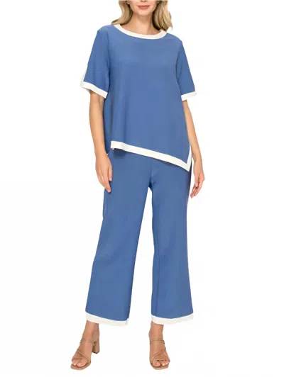 Joh Crepe Top And Pants Knit Set In Blue