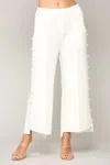 Joh Farrah French Scuba Pearl Long Pants In White In White