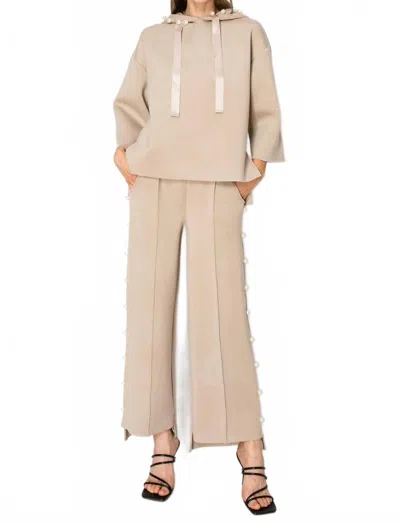 Joh Farrah French Scuba Pearl Pants In Taupe In Brown