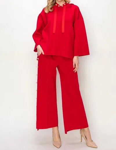 Joh Farrah French Scuba Pearl Set In Red