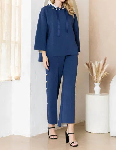 Joh Farrah Pearl Pants In Navy In Blue