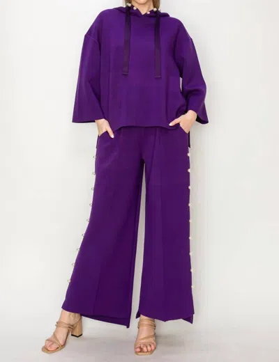 Joh Farrah Pearl Trim Pant In Purple