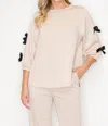 Joh Fatimah Knit Top In Taupe In White