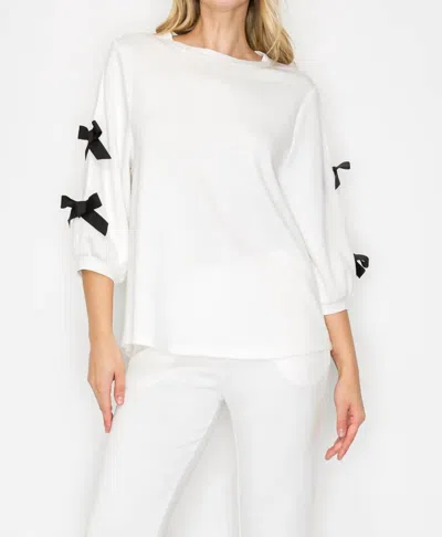 Joh Fatimah Knit Top With Ribbons In White