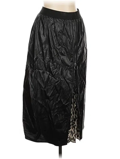 Pre-owned Joh Faux Leather Skirt In Black