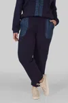 Joh Ferne French Tweed Scuba Pants In Navy In Blue