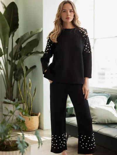 Joh Fiona Pearl Top In Black