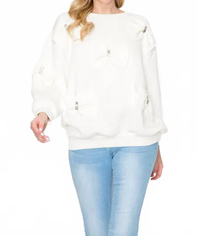 Joh Fiora Ribbon Bow Top In White