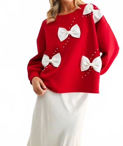 Joh Flora French Scuba Ribbon-bow Top In Red/white