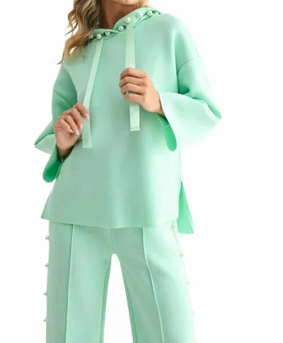 Joh Francine French Scuba Pearl Hoodie In Mint In Green