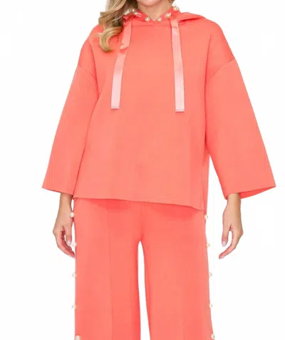 Joh Francine French Scuba Pearl Hoodie In Peach In Pink