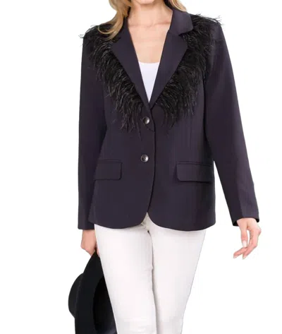 Joh Jane Jacket With Feathers In Black In Purple