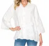 Joh Jase Embroidered Button Front Top In White In White