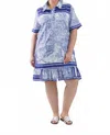 Joh Jeffera Printed Woven Dress - Plus Size In Multi In Blue