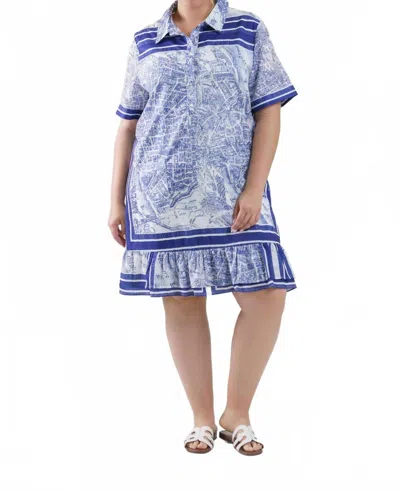 Joh Jeffera Printed Woven Dress - Plus Size In Multi In Blue
