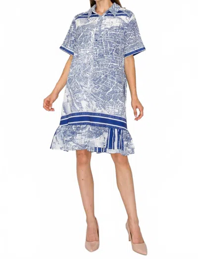 Joh Jeffera Printed Woven Dress In Blue Multi