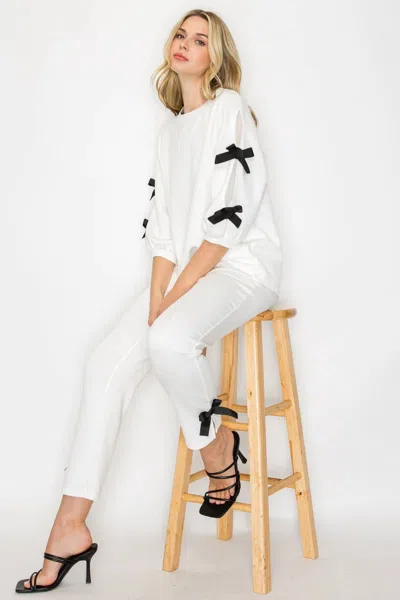Joh Jelina Knit Pant With Ribbons In White