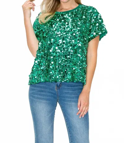 Joh Jeovanny Sequin Top In Mint In Green