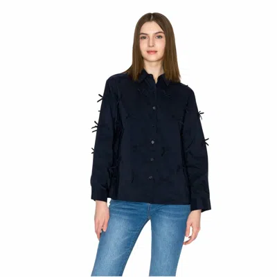 Joh Jerry Top With Ribbons In Navy In Blue