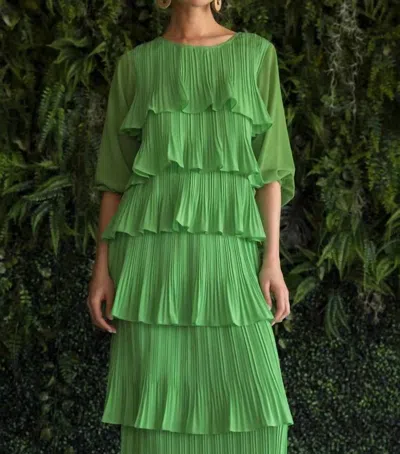Joh Jessiah Woven Ruffle Top In Apple Green