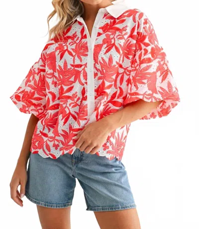 Joh Jinny Button-up Top In Coral In Pink