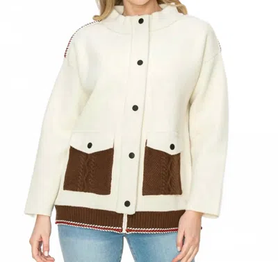 Joh Joan Knitted Sweater Jacket In Beige In Gray