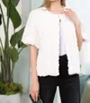 Joh Jody Faux Fur Flower Swirls Jacket In Cream In White