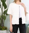 Joh Jody Faux Fur Flower Swirls Jacket In Cream In White