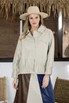 Joh Josephine Leather Jacket In Beige In Beige